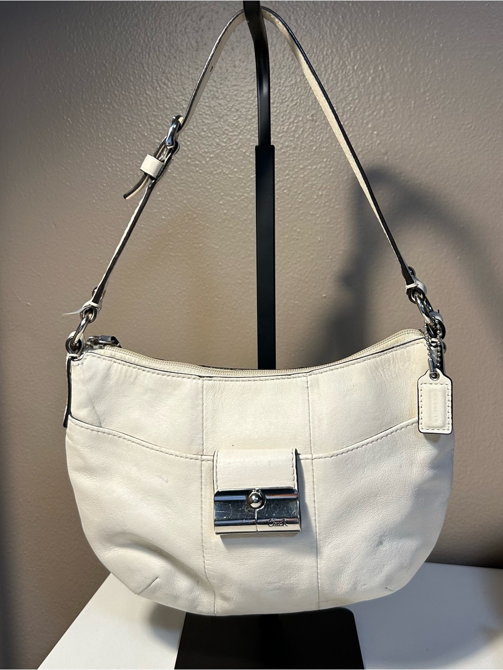 Vintage Coach 43723 Leather Kristin Small Handbag Bag Shoulder Bag White